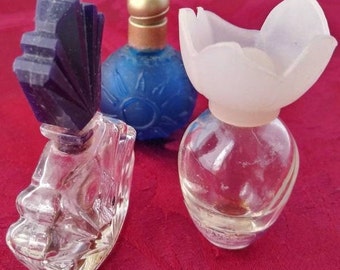 Vintage Perfume Bottles Three Pretty Little Decorative Toilet Water Vessels  Passion, Sun Moon & Stars, Chloe Narcisse Fragrance Bottles
