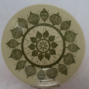 Vintage BoHo Green Leaf Plate Harmony House Nordica 4582 Deep Ridged & Worn Look Great Addition To A Groovy Artsy Mix N Match Dinnerware Set