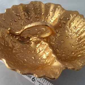 Weeping Bright Raindrop Splatter Vintage Three Section Candy Dish or Relish Tray 22K Gold Unique Hand Painted Hollywood Regency Tableware