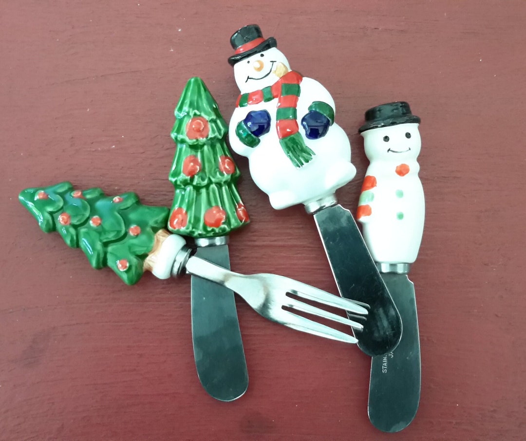 Porcelain Christmas Spreaders Holiday Party Helpers Appetizer Spreading