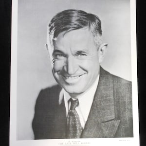 WILL ROGERS American Humorist and Actor Will Rogers 1935 In Memoriam Photo