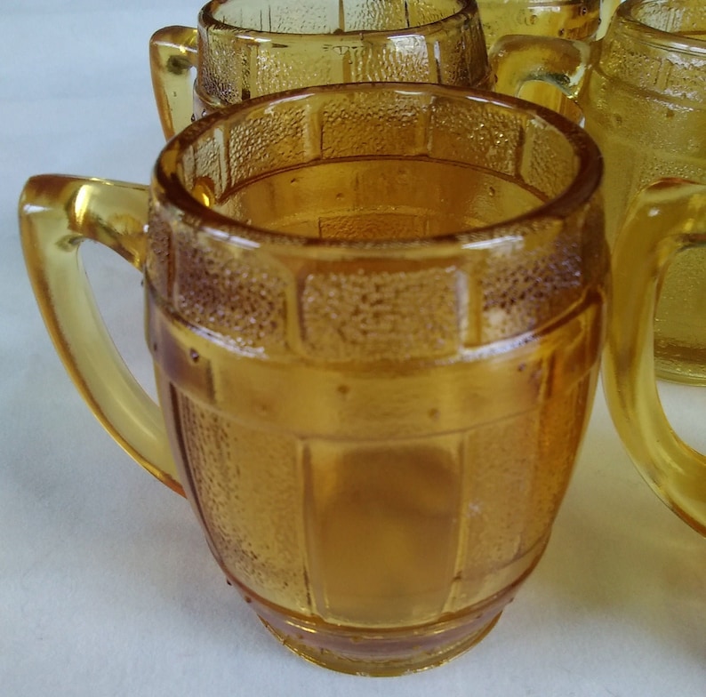 Miniature Amber Glass Beer Barrel Mug Vintage Shot Glass Nostalgic