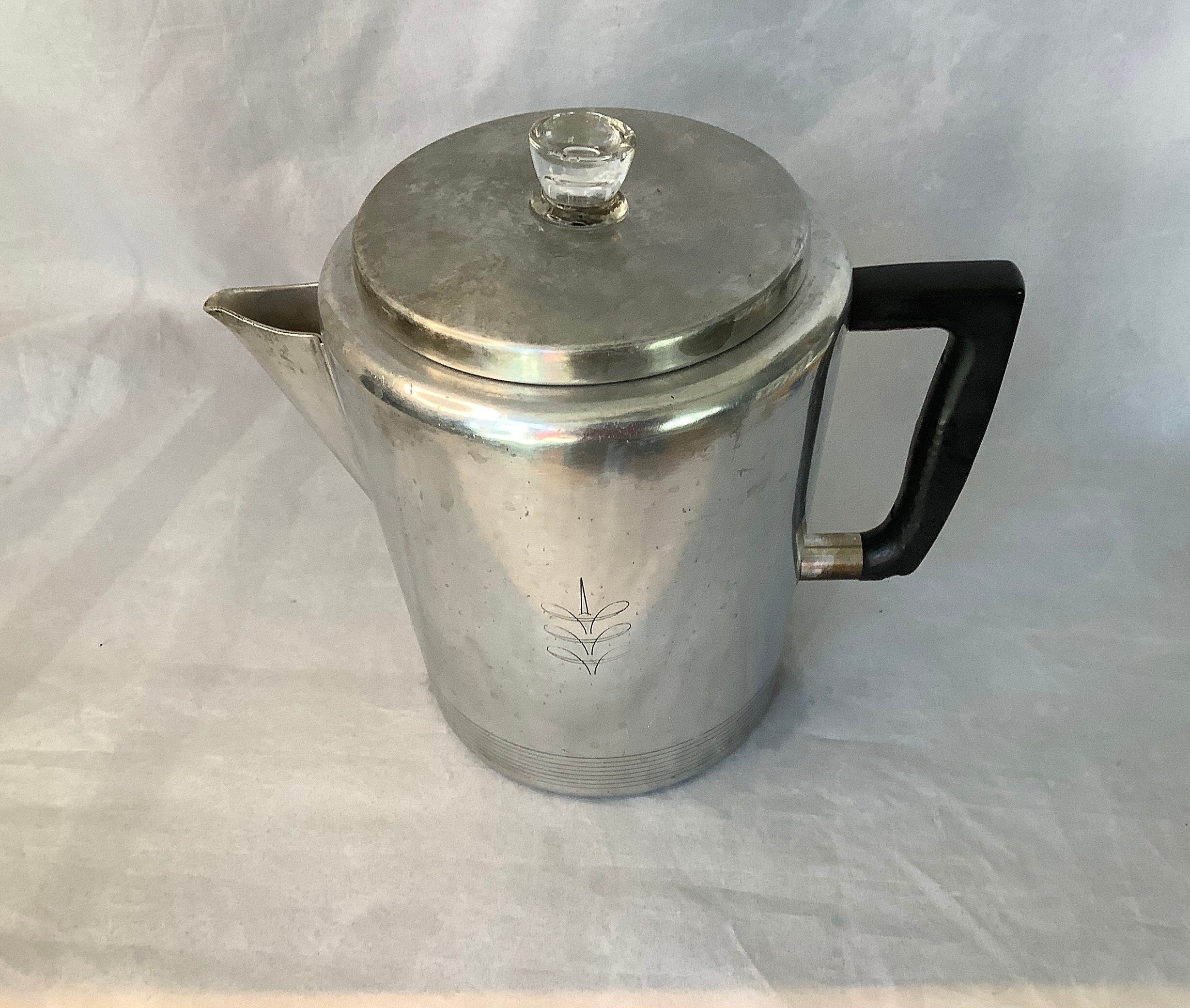 Vintage Large Aluminum Coffee Pot 1 Liter Tea Pot Silver