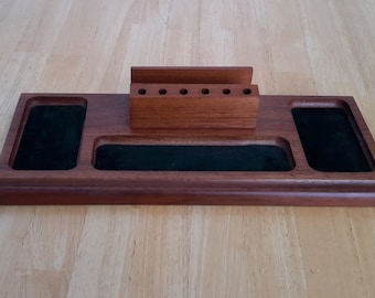 Men's Vintage Wooden Dresser Valet ~ Desk Organizer Hold Your Personal Vanity Items Keys/Change/Phone/Watch/Jewelry/Pens/Paper Clips/Letters