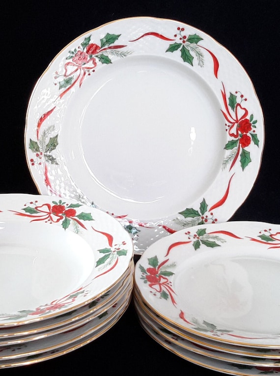 VICTORIAN HOLIDAY Baum Bros. (c) Gold Trim Red Roses & Ribbons and