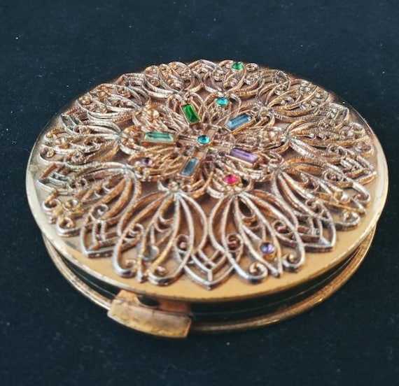 Stunning Ladies Vintage Round Make Up Compact wit… - image 1