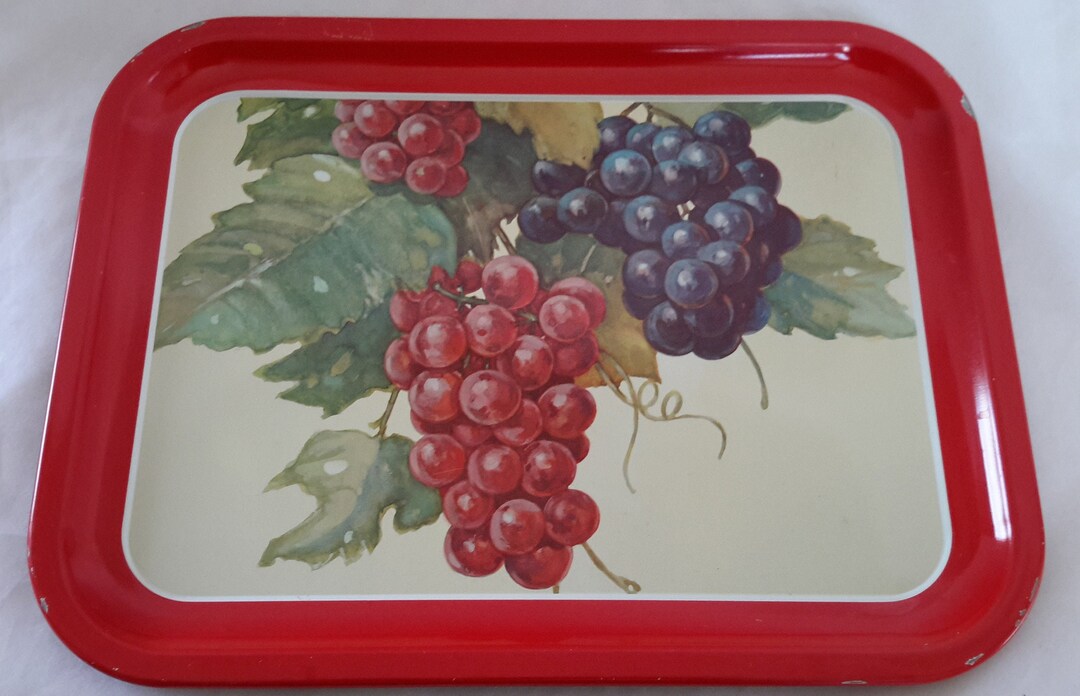 Decorative Metal Lap Trays A Set of Vintage Tin Snack Trays Etsy