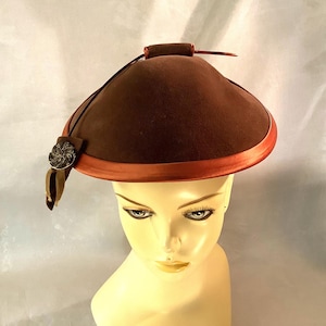 1940s/50s Vintage Riviera Velour Hat 1940s Fabulous French Riviera Hat / Vintage 40s Atomic  main image 3