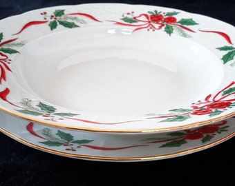 VICTORIAN HOLIDAY Baum Bros. (c) Gold Trim Red Roses & Ribbons and