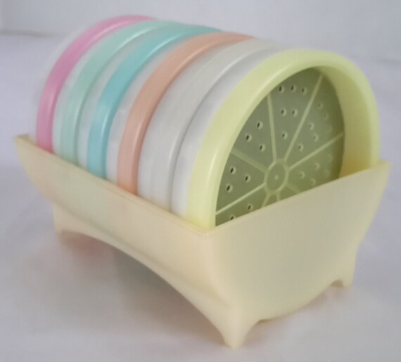 Tupperware Coaster Set Pastel Six Assorted Colored Coasters in Etsy