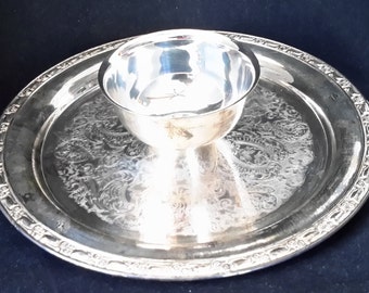 Vintage Oneida Park Lane Silver Plated Chip-and-Dip Server Big Round Fancy Embossed Party Platter
