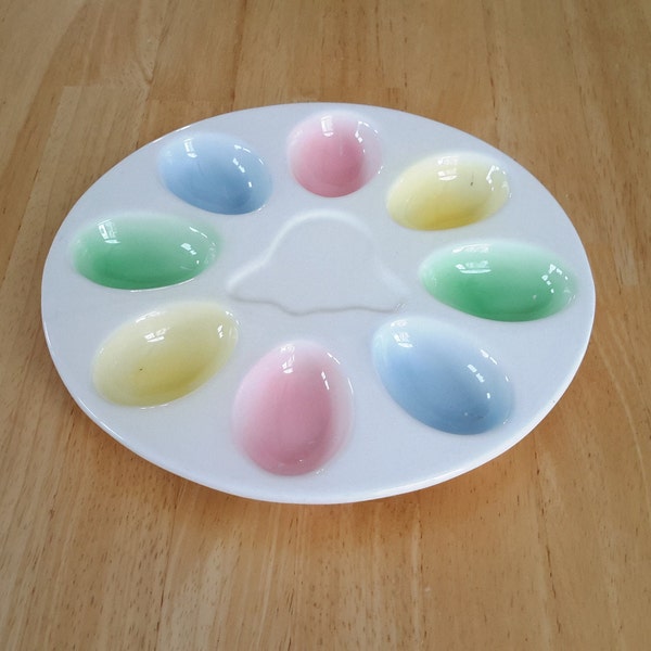 EASTER EGG PLATTER Colorful Hallmark Gifts Springtime Pastel Easter Egg Tray Holds Eight Eggs