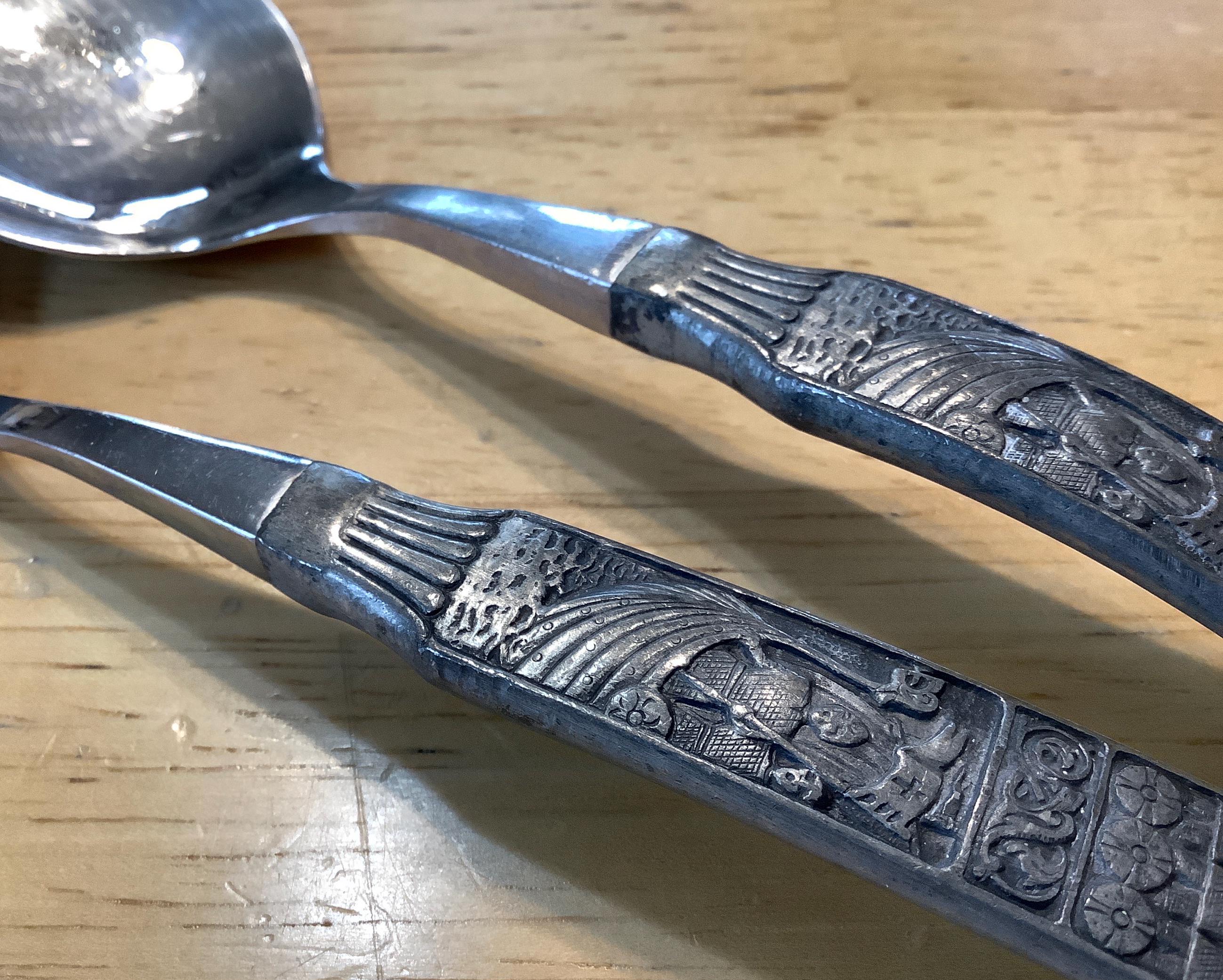 thumbnail image 2 of Hardanger Hovding Tinn Pewter Flatware By Hardanger Sylvplett - Norway Viking Ship Pattern, Glossy Finish, Used 2 of 6