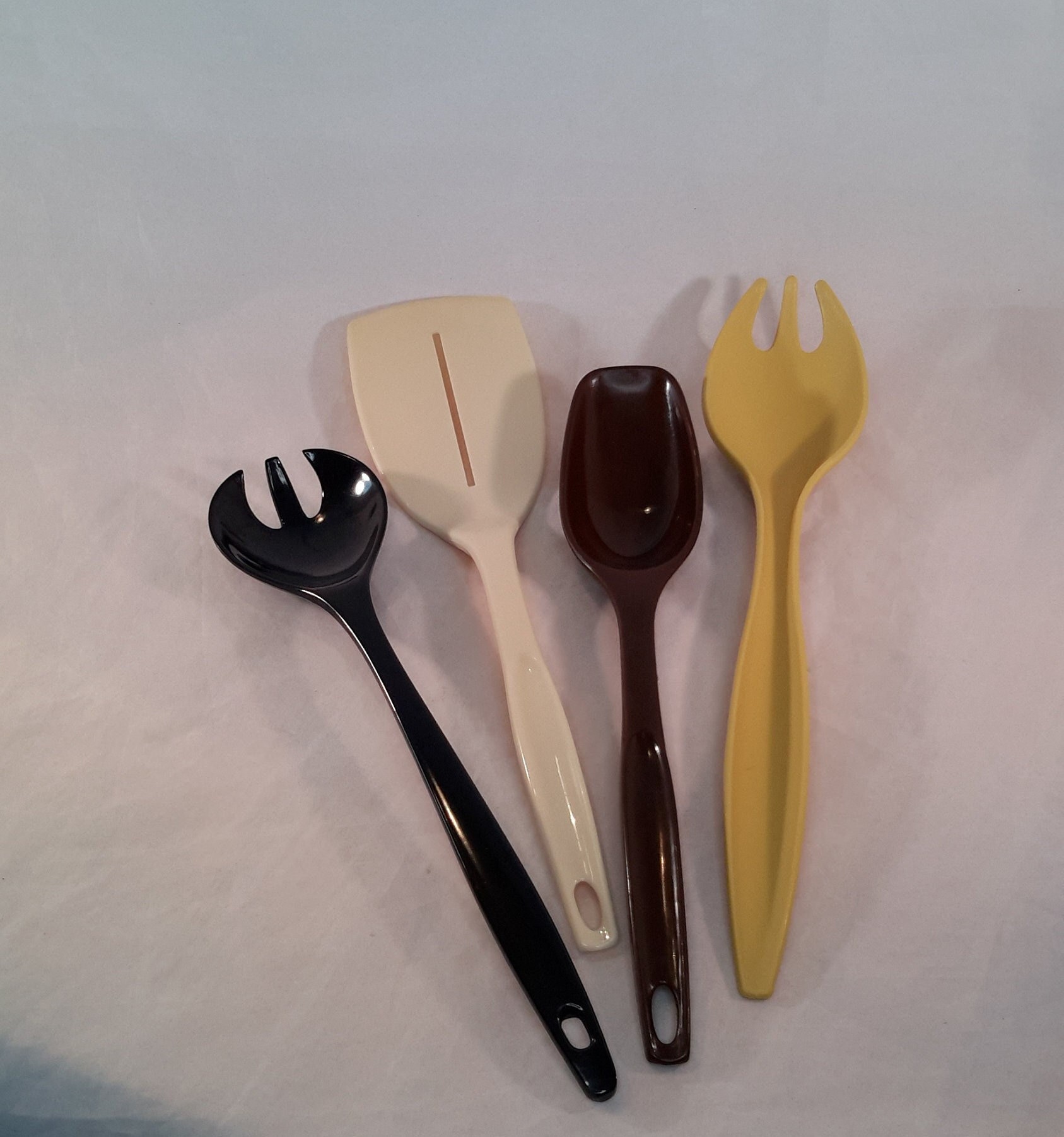 Nylon Plastic Foley Kitchen Utensils 1970s 1980s Kitchen Basting Spoon,  Icing Spreader, Soup Ladle, Potato Masher 