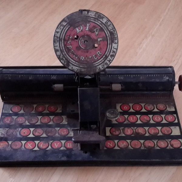 Child's Antique Typewriter Marx Metal Toy Play Dial A Letter Typewriter