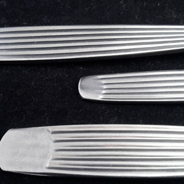 Gerlach GEA2 Stainless Steel Flatware Vintage Mid Century Modern European Three Matching Ridged Stainless Forks Made In Poland