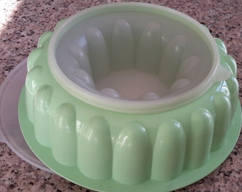 Moule à Gelée Tupperware Vintage – 3 Pièces, 6 Tasses – Anneau Aigue-marine – NEUF