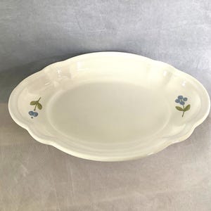 Pfaltzgraff GARLAND-patroon ovale schaal 601 ~ mooie blauwe bloemen met geschulpte rand diepe schaal ~ vintage glanzend witte keramische langwerpige plaat