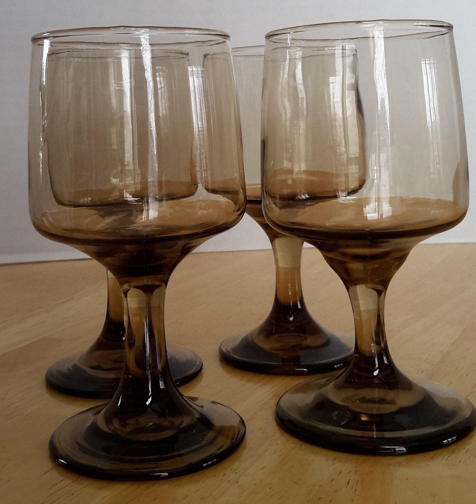 Large and Small Wine Glasses Tawny Accent Goblets Smokey 