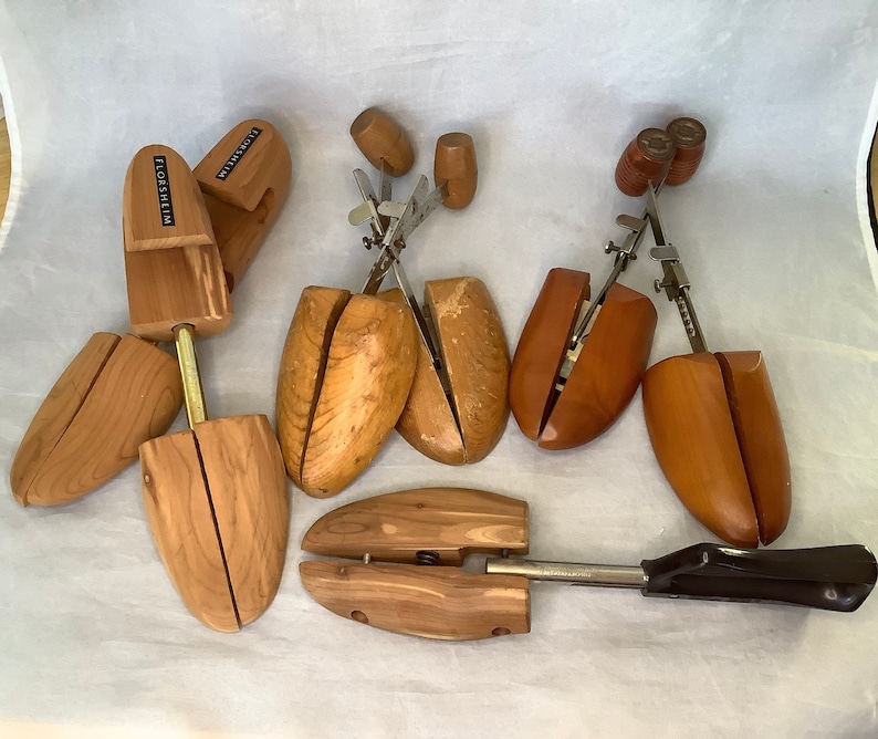 Selection Of Vintage Wood And Metal Shoe Trees Florsheim Rochester Shoe Tree Co. Adjustable Widths Chose From Different Styles image 1