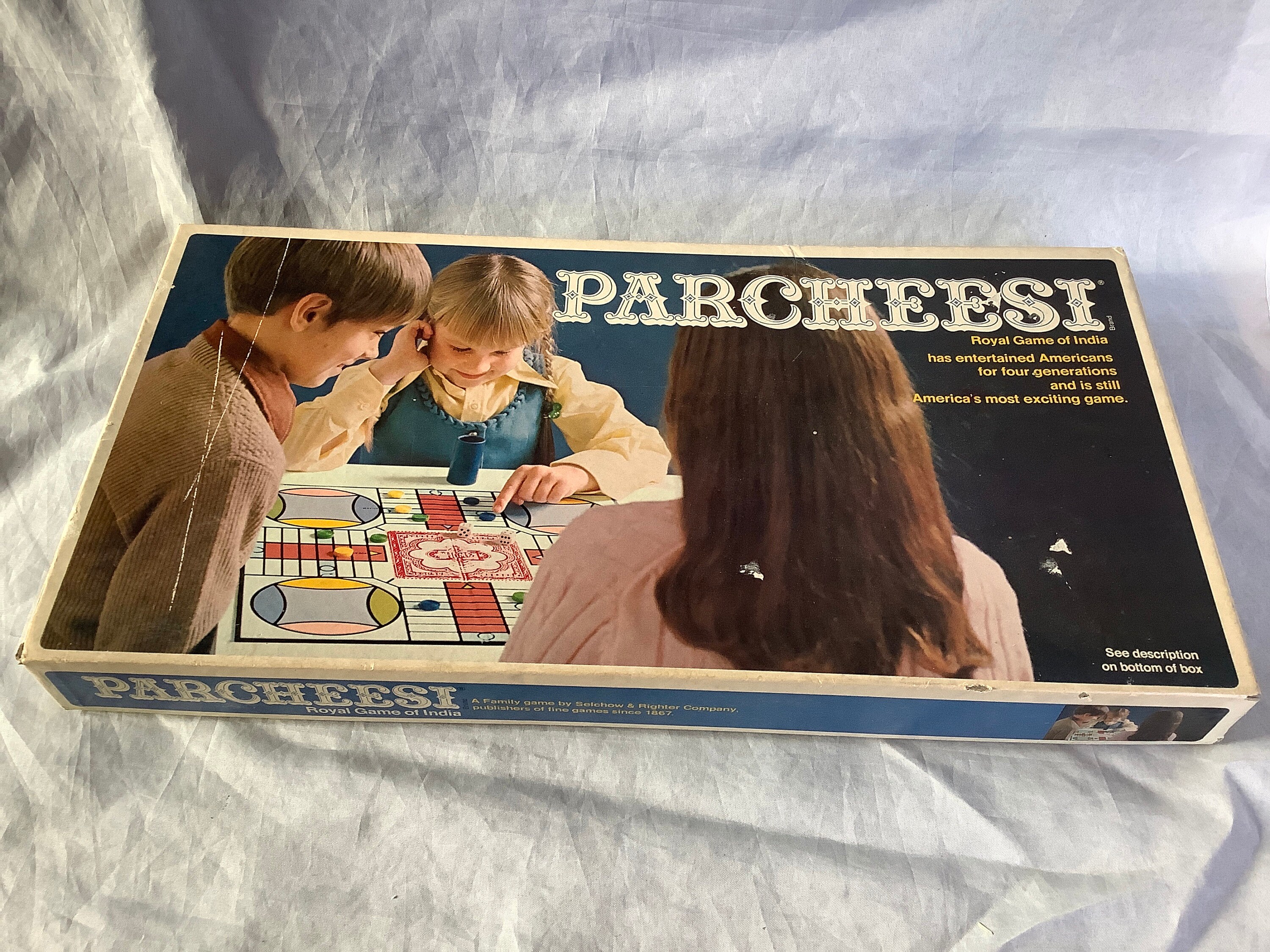 PARCHEESI Royal Game Of India~ Selchow & RIghter 1975 Edition~ Classic Game Of Luck Skill Strategy~ New Revised Rules ~ All Original Pieces