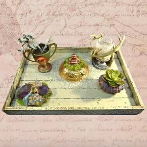 Meditación budista Altar Portátil Feng Shui Kit 5 Elementos en bandeja de madera rústica pintado decoración antigua Casa de campo Cottagecore Cottagecore Núcleo