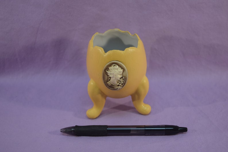 Napco Porcelain Egg Vintage Fertility Goddess Art Cracked Egg Vase Footed Ceramic Painted Egg Figurine Sun Goddess Abundance Goddess Statue
