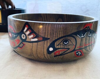 Hand Carved Primitive Wooden Bowl Cut Out Bowl Animal Carved wood Bowl Tribal Travel Decor Ethnic Style Collectible Wood Art