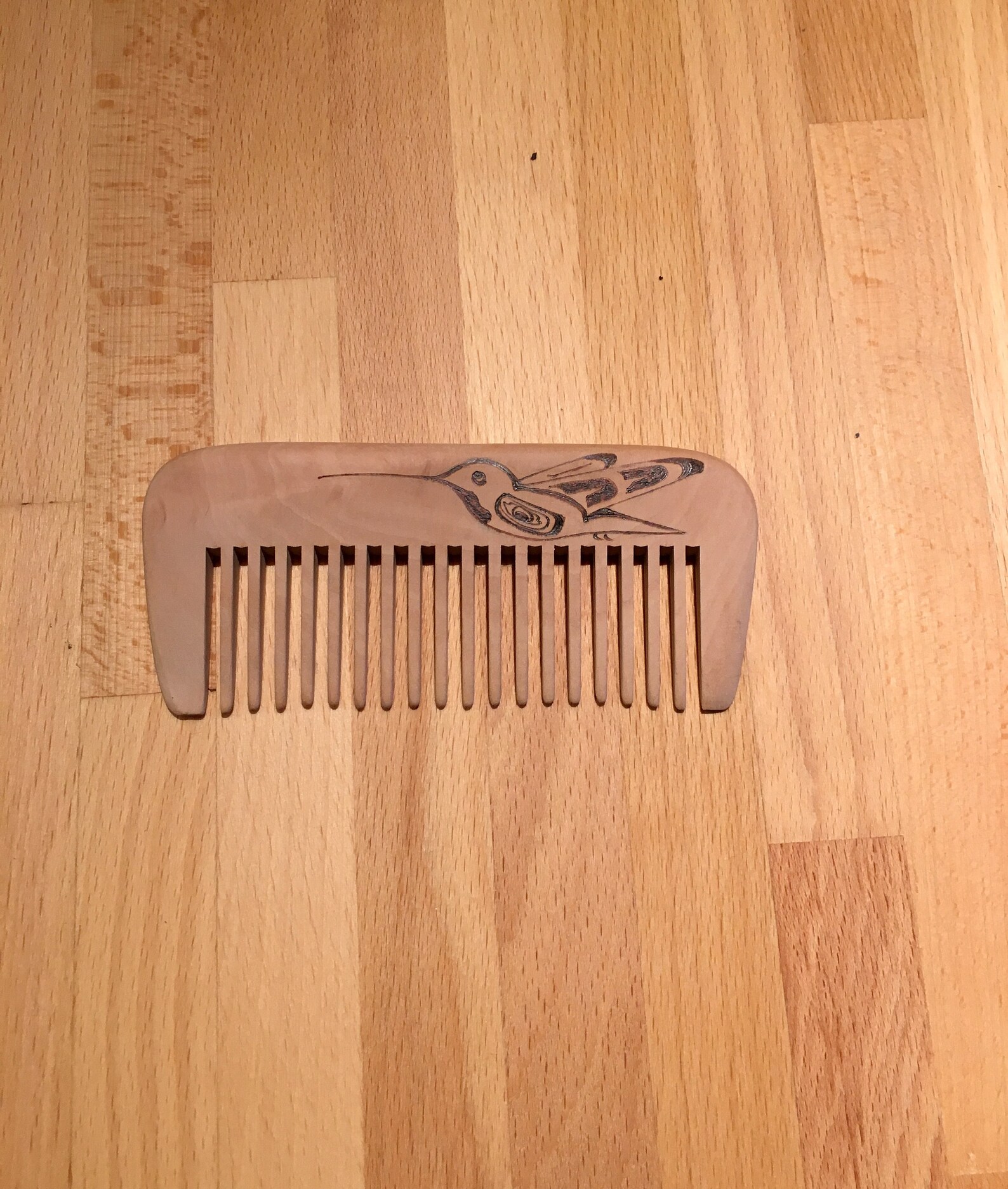 Native Hummingbird Hair Comb Handcrafted Wood Burning Etsy