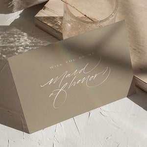 Tarjeta de propuesta de dama de honor, ¿Serás mi tarjeta de dama de honor, propuesta de dama de honor, caja de dama de honor, boda elegante, guión moderno?