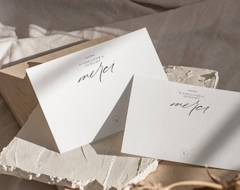 Personalized Merci Notecard: Minimalist French Thank You Cards