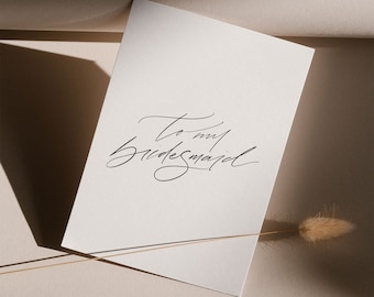 To My Bridesmaid Wedding Day Card, Bridesmaid Thank You Card