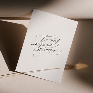 To My Maid of Honor, Wedding Day Card, Maid of Honor Card, Neutral Wedding Day Thank You Cards