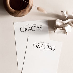 Tarjeta de agradecimiento personalizada "Gracias", tarjeta en español, estética minimalista, tarjetas de agradecimiento para bodas, papelería minimalista personalizada
