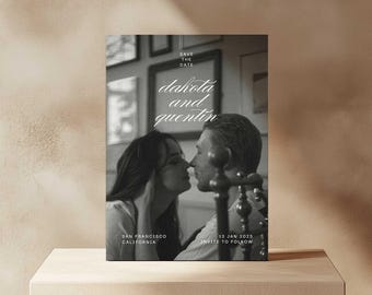 Modern Photo Save the Date Card: Editable Wedding Invitation (Canva Digital Template)