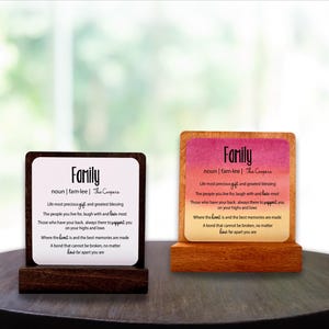 Familiecadeau. Gepersonaliseerde familiecadeaukaart. Familie kerstcadeau, aangepaste familiecadeaubon. Verjaardagscadeau, kerstcadeau, houten kaart.