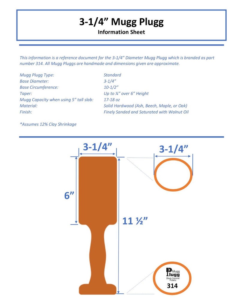 3-1/4 Standard Mugg Plugg Pottery Shaping Tool image 3