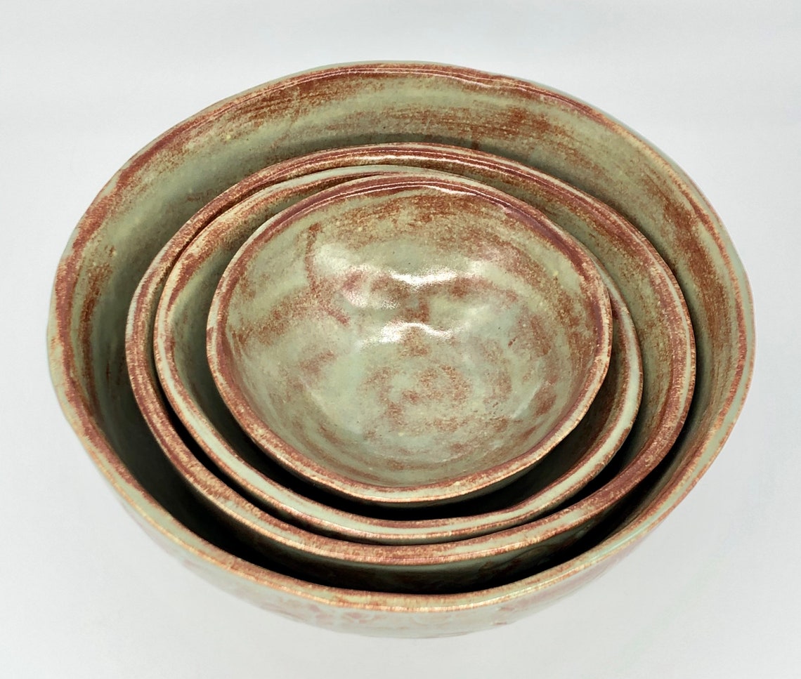 Handmade Ceramic Nature Inspired Nesting Bowl Set of 4 8 Oz Etsy