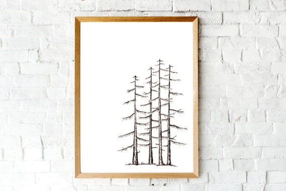 Watercolour Winter Pine Tree Print | Landscape Painting | 5 x 7 | 8 x 10 | Simple Art for Outdoors Lover | Fine art print