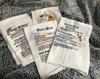 Custom Tea Towels - Family Recipe kitchen towels - Heirloom gift