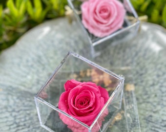 Acrylic Cube with Preserved Rose, Bridesmaid Gifts, Bridal Shower Favor, Party Favors, Wedding Favors, Luxury Party Favor,Valentine Day Gift