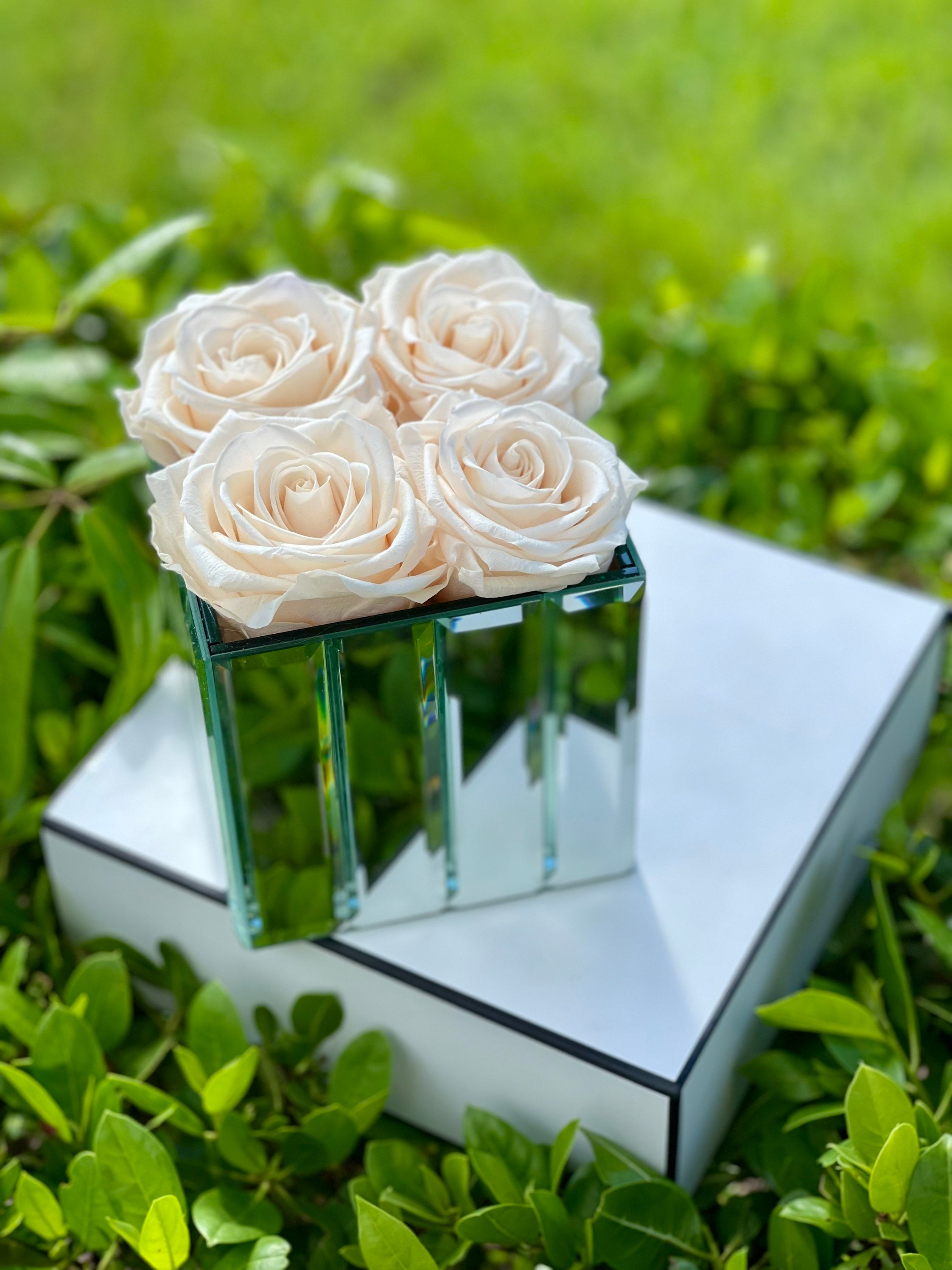 5 Mirror vase with XXL preserved roses Mirror Vase Etsy