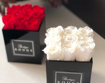 Party Favors | Wedding Favors | Bridesmaid Gifts | Bridesmaids Proposal Gifts | Preserved Roses | Black Acrylic Vase w infinity rose