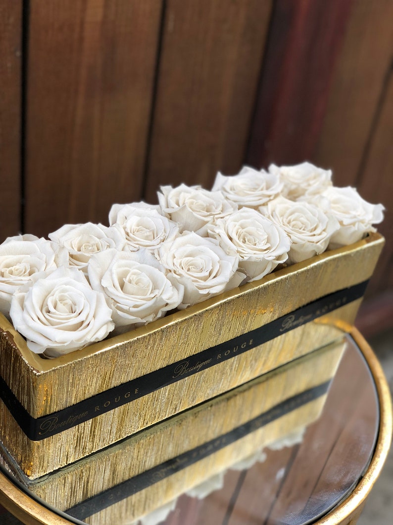 Gold Ceramic Centerpiece, Centerpiece with preserved roses,Centerpiece for dining tables,Centerpiece with eternity roses, dining table decor image 4