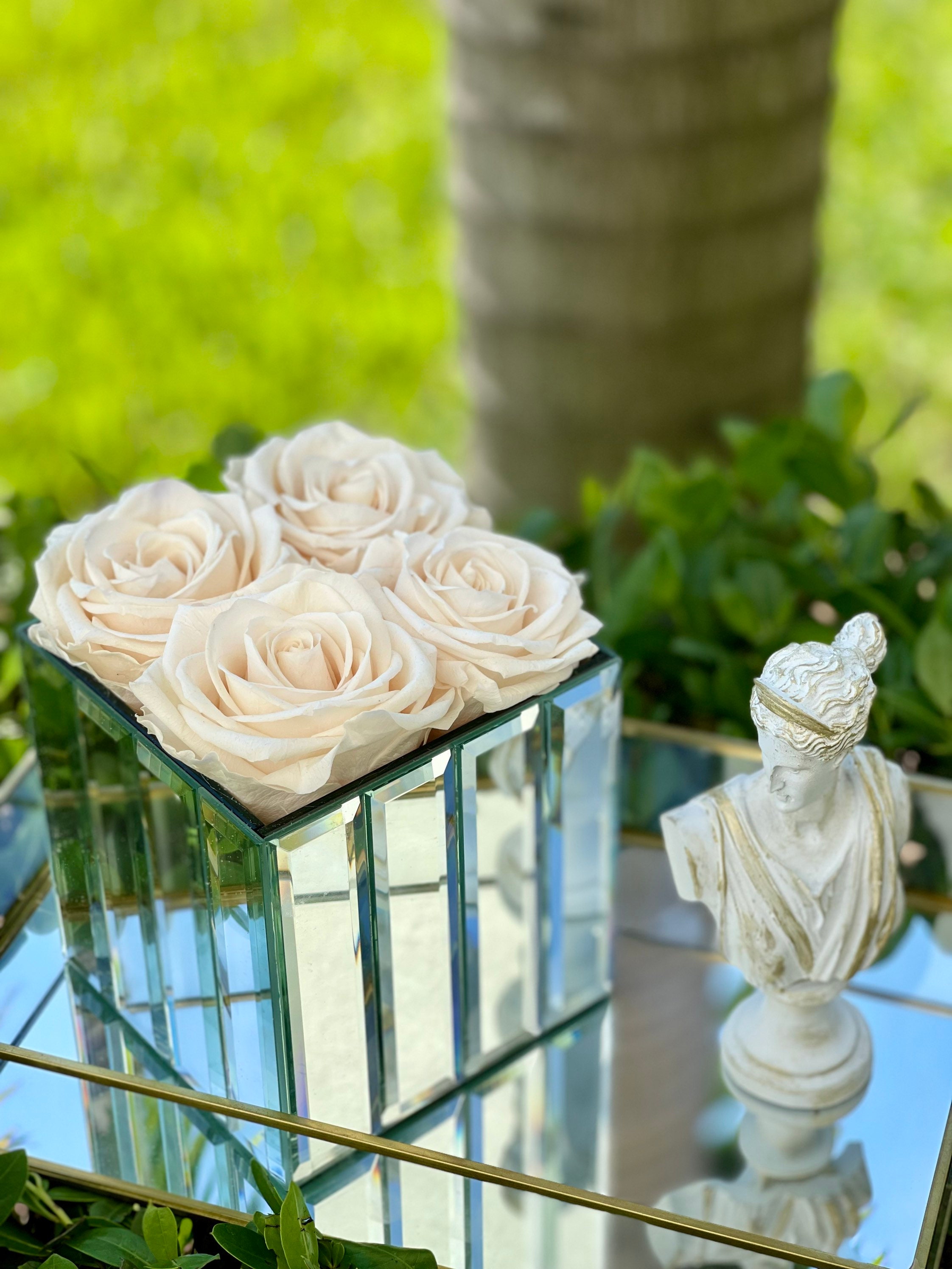 5 Mirror vase with XXL preserved roses Mirror Vase Etsy