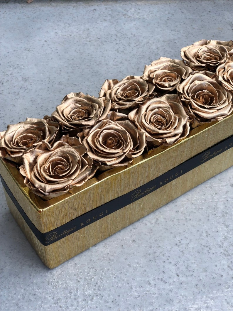 Gold Ceramic Centerpiece, Centerpiece with preserved roses,Centerpiece for dining tables,Centerpiece with eternity roses, dining table decor image 8