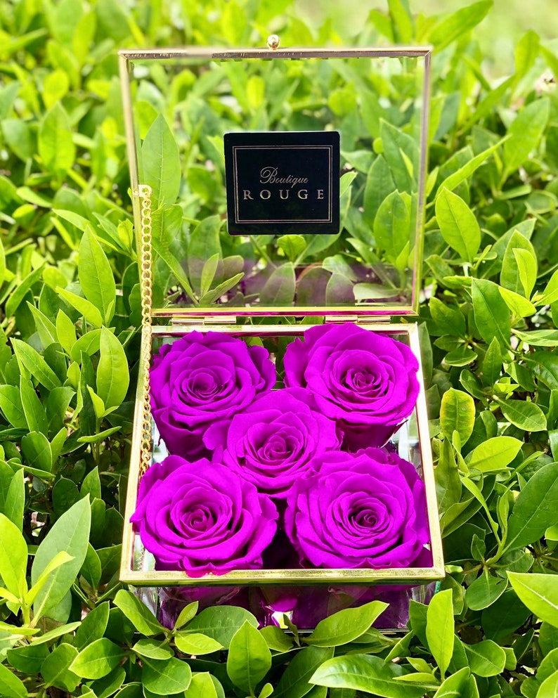 Keepsake Boxes W Preserved Roses Glass Boxes With Roses Etsy