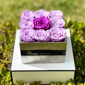 Silver Ceramic Vase with Preserved Roses| Black Eternity Roses| Silver home decor | Silver preserved roses |