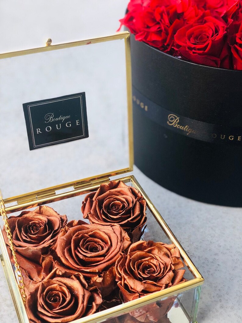 Keepsake Boxes W Preserved Roses Glass Boxes With Roses Etsy