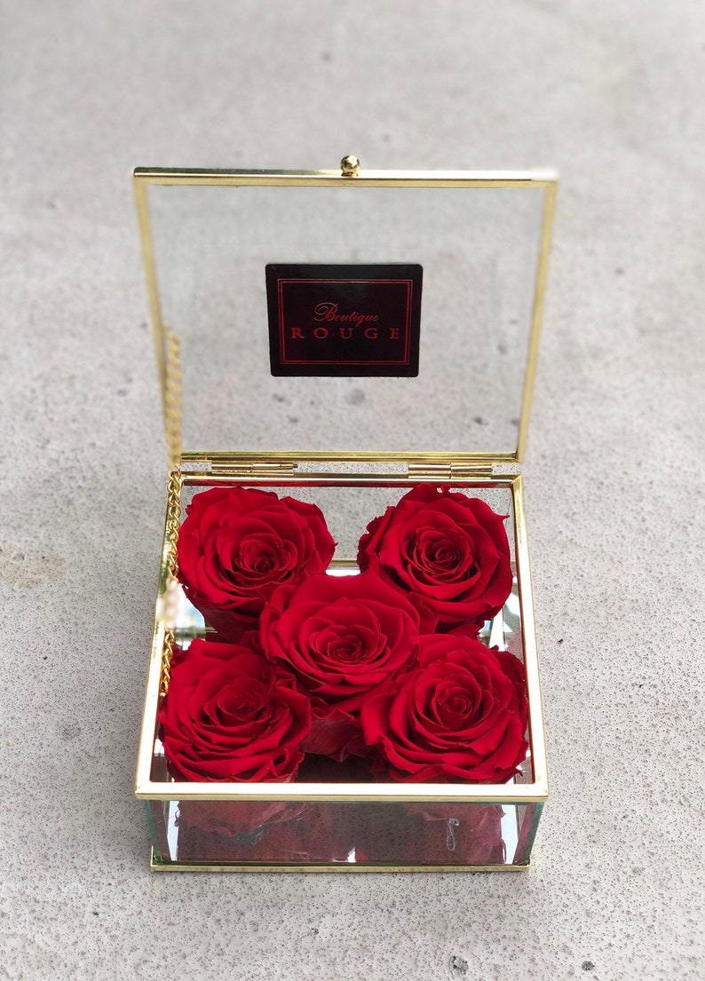 Keepsake Boxes W Preserved Roses Glass Boxes With Roses Etsy
